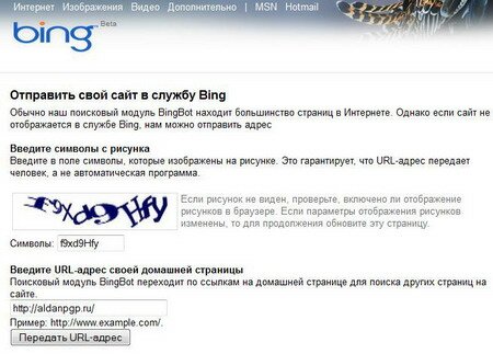 Как добавить URL своего сайта в индекс Bing?