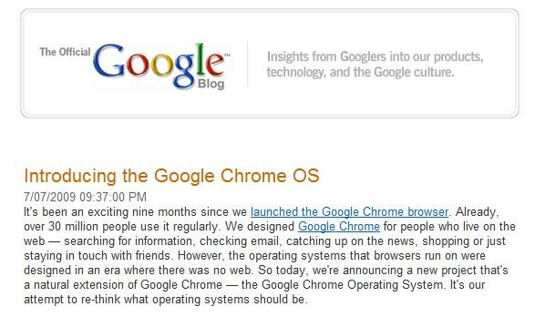 Google Chrome OS:  Google    ?
