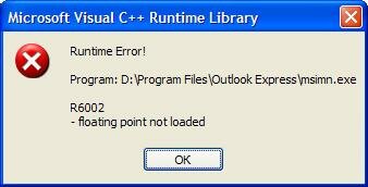 Дело о загадочном сбое Outlook Express (Runtime Error R6002)