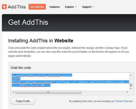 Как «расшарить» веб-страницу с помощью веб-сервиса AddThis?