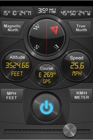 Compass, Flashlight, Speedometer, Altimeter, Course