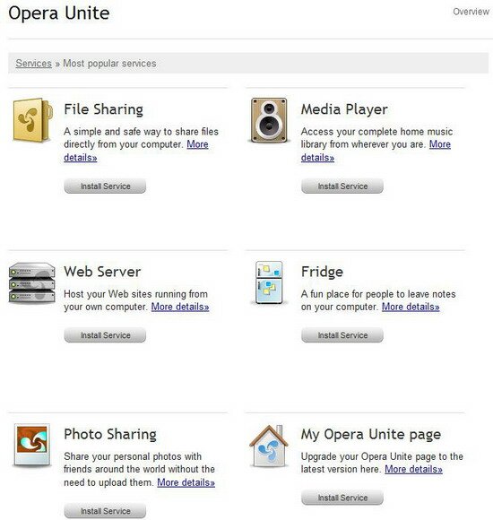 Opera Unite: веб-сервер в веб-браузере ПК